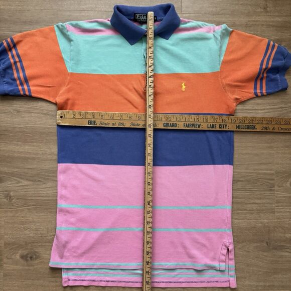 Vintage 90s Polo Ralph Lauren Striped Colorblock Shirt Mens S Made In USA - Picture 6 of 7